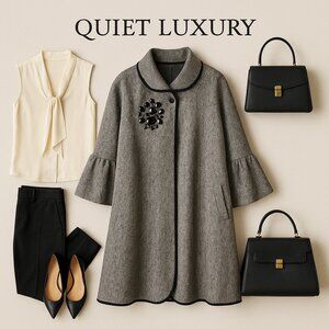 🧥 Early-2000s Newport News Jeweled Herringbone Jacket – Quiet Luxury